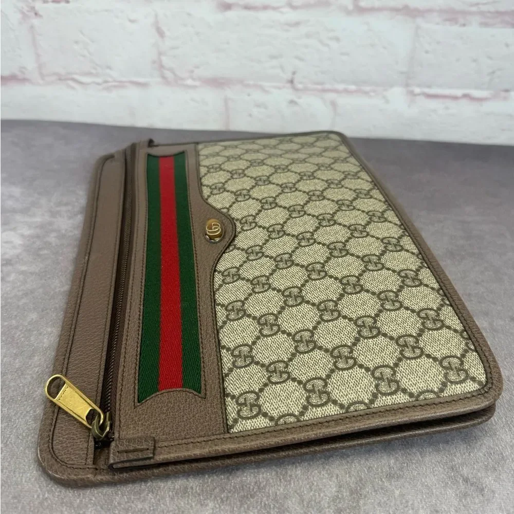 Rare Gucci Ophidia Web Khaki Clutch Bag